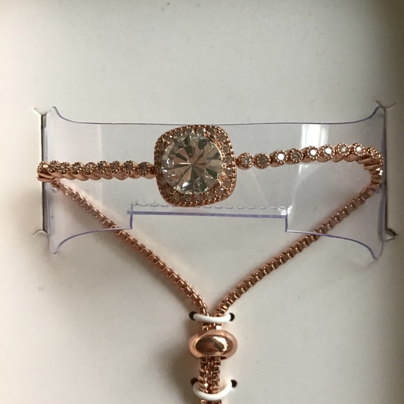 BRILLIANCE 14K GOLD FLASH PLATED CRYSTAL LARIAT BRACELET NWT - Picture 6 of 14